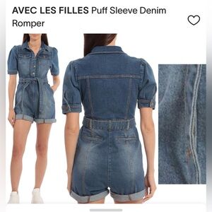 💙 On-Trend FW2025💙
Avec Les Filles- Denim Romper. Puffed Sleeves. Button. Zipper
